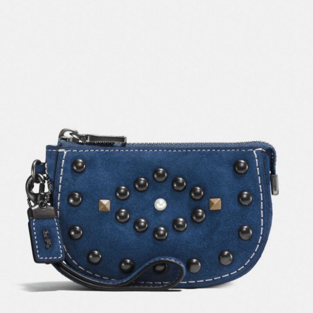 NWT Coach Studded Suede Pouch/Wristlet